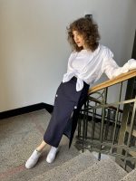 Costum fusta si sacou stofa lana bleumarin - imagine 2