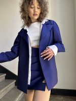 Costum fusta si sacou stofa lana albastru - imagine 2