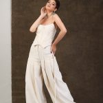 Pantalon bej din bumbac