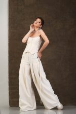 Pantalon bej din bumbac