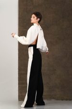 Pantalon stofa negru cu alb - imagine 4