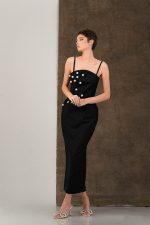 Rochie stofa subtire si aplicatii margele - imagine 2