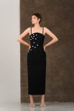 Rochie stofa subtire si aplicatii margele - imagine 4