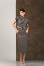 Rochie gri din stofa subtire - imagine 4