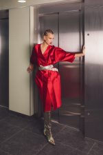 Glory rochie rosie tafta matase - imagine 2