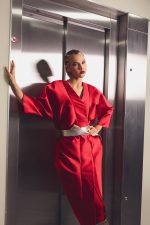 Glory rochie rosie tafta matase - imagine 3