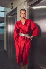 Glory rochie rosie tafta matase