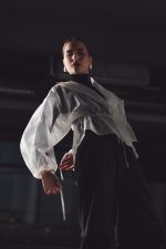 Erika pantalon negru stofa lana - imagine 3