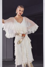 Fathia rochie voal matase ivoire - imagine 5