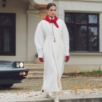 Panthea palton ivory din stofa de lana virgina