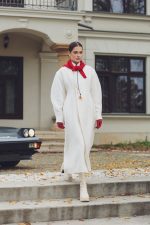 Panthea palton ivory din stofa de lana virgina