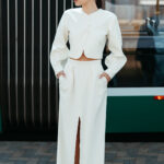 Harlow fusta stofa lana crem