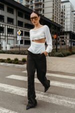 Evie pantalon stofa lana maro - imagine 2