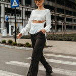 Evie pantalon stofa lana maro