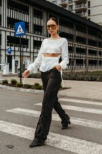 Evie pantalon stofa lana maro