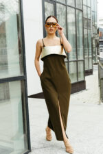 Odetta rochie stofa lana cu guler piele detasabil