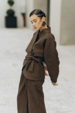 Megan sacou stofa lana maro - imagine 3