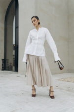 Rozanne fusta plisata bej - imagine 3