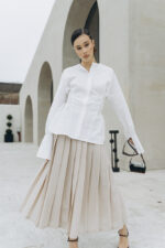 Rozanne fusta plisata bej